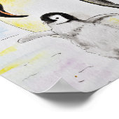 Emperor Pinguin und Chick Watercolor Malerei Poster (Ecke)