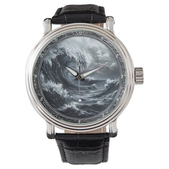 Empest's Umarmung" - Stürmische See  Armbanduhr (Vorderseite)