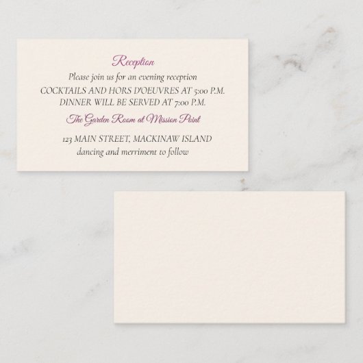 Empfang-Abschlusskarte Begleitkarte (Vorne/Hinten)