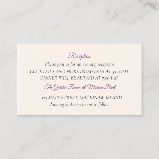 Empfang-Abschlusskarte Begleitkarte (Vorderseite)