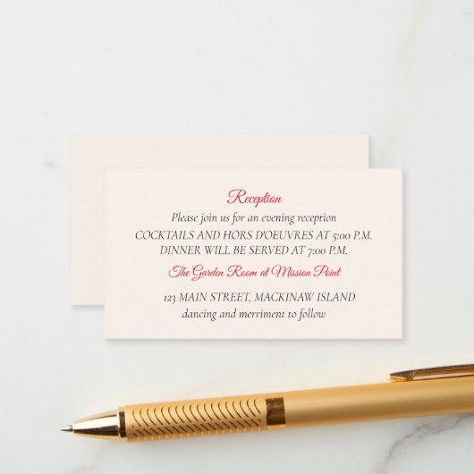 Empfang-Abschlusskarte Begleitkarte (Vorderseite/Rückseite Beispiel)