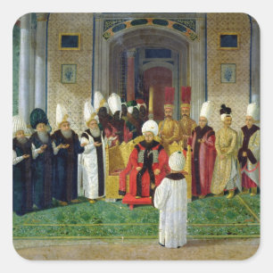 Empfang am Gericht von Sultan Selim III Quadratischer Aufkleber
