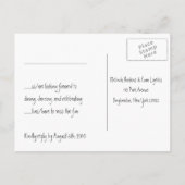 Empfang Antwort Postkarte (Rückseite)