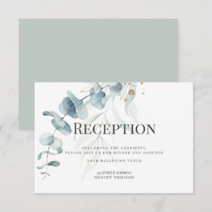 Empfang   Aquarell Staubige Rose Blumen Gold Umsch Begleitkarte