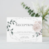 Empfang | Aquarellfarbener Rose Blumensilber Begleitkarte (Stehend Vorderseite)