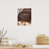 Empfang aus Holz, Leuchten, Blusen und Pfirsichblu Poster (Küche)