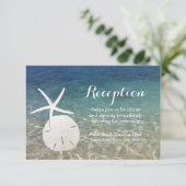 Empfang Beach Hochzeit Starfish & Sand Dollar Einladung (Stehend Vorderseite)