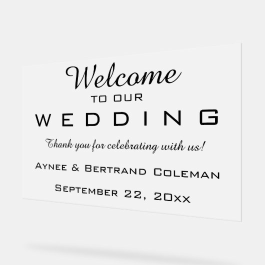 Empfang bearbeiten acrylschild (Winkel)