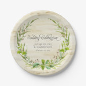 Empfang BOHO Wreath Leaf Birch Wood Rustikaler Fal Pappteller (Vorderseite)