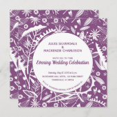 Empfang botanischer Lila Foliage Abend Einladung (Vorne/Hinten)