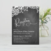 Empfang Calligraphy Chalkboard & Lace Wedding Einladung (Stehend Vorderseite)