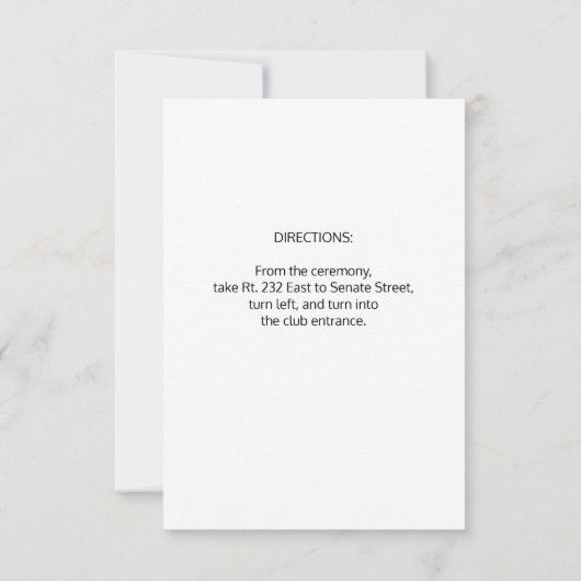 Empfang Card Einladung Hochzeitsvorlage (Rückseite)