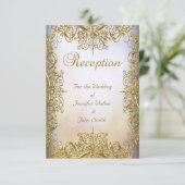 Empfang Card Hochzeit Elegante Elite White Gold Einladung (Stehend Vorderseite)