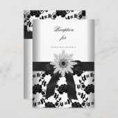 Empfang Card Schwarz-weiße Blume Diamond Begleitkarte (Vorne/Hinten)