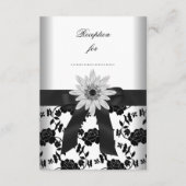 Empfang Card Schwarz-weiße Blume Diamond Begleitkarte (Vorderseite)