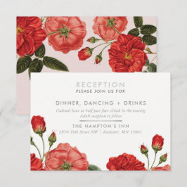 EMPFANG CARD Vintage rote Rosen Blumenstrauß Einladung