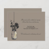 Empfang Card Wilde Blume & Mason Jar Begleitkarte (Vorne/Hinten)