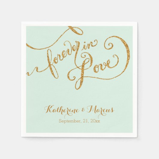 Empfang Decke Napkin Skript Forever Love Glitzer Serviette (Vorderseite)