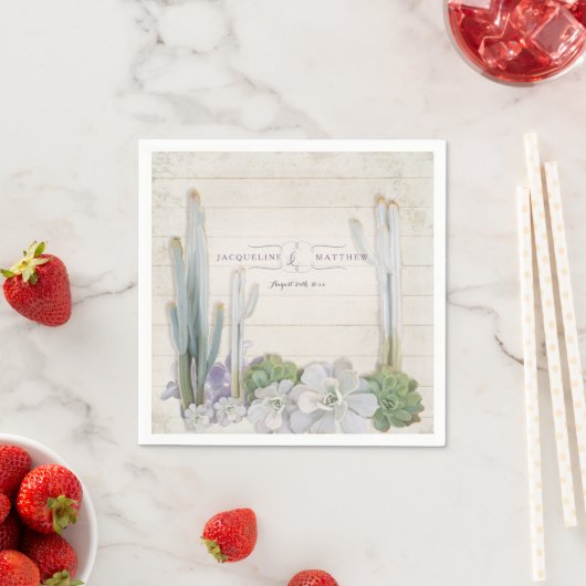 Empfang Decor Wüstenkaktus in Sukkulentem Holz Serviette (Beispiel)