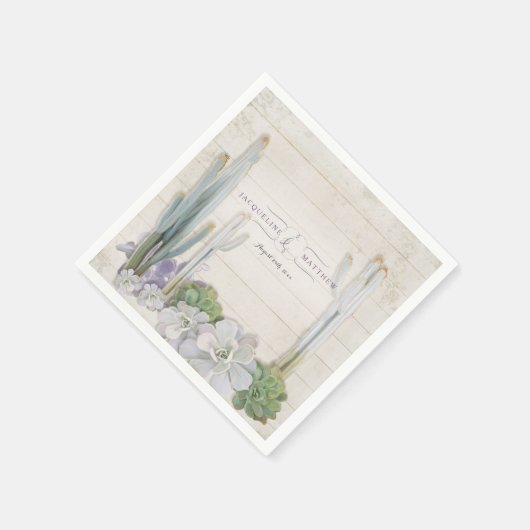 Empfang Decor Wüstenkaktus in Sukkulentem Holz Serviette (Ecke)