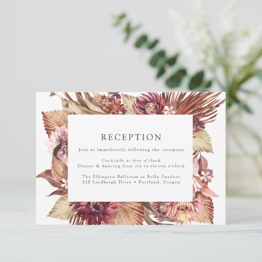 Empfang der Boho Wüste Floral Begleitkarte (Stehend Vorderseite)