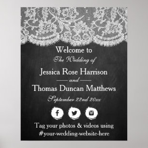 Empfang der Chalkboard & Lace Wedding Poster