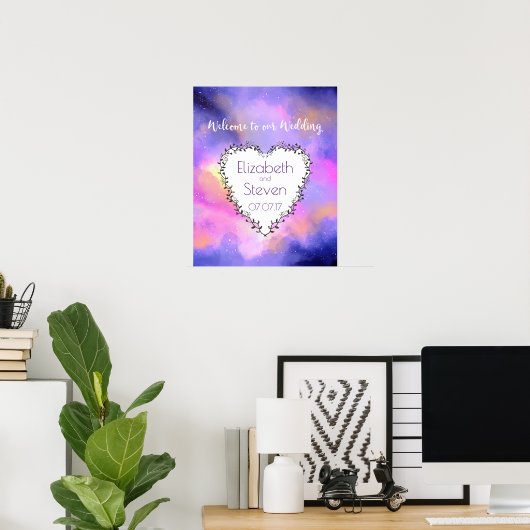 Empfang der Hochzeitsfeier im kosmischen Raum Poster (Heimbüro)