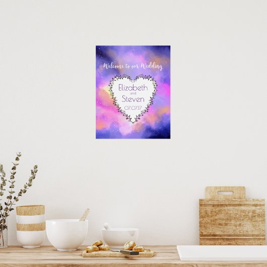 Empfang der Hochzeitsfeier im kosmischen Raum Poster (Küche)