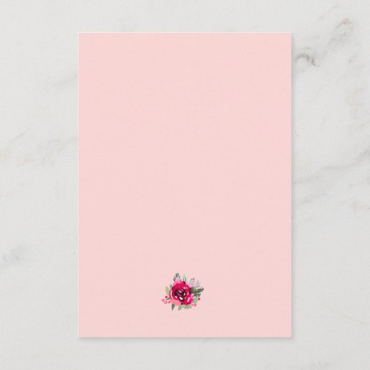 Empfang der Hochzeitsfeier in Aquarellfarbe Rosa Begleitkarte (Rückseite)