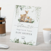 Empfang der neutralen Baby-Dusche für Waldtiere Sockelschild (In SItu)