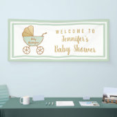 Empfang der Retro Carriage Mint Green Baby Dusche Banner