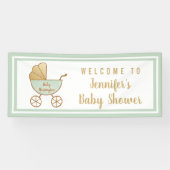 Empfang der Retro Carriage Mint Green Baby Dusche Banner (Horizontal)