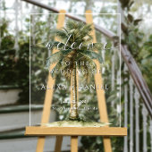 Empfang der Royal Palm Tree Tropical Wedding Acrylschild