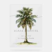 Empfang der Royal Palm Tree Tropical Wedding Acrylschild (Vorderseite)