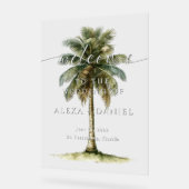 Empfang der Royal Palm Tree Tropical Wedding Acrylschild (Winkel)