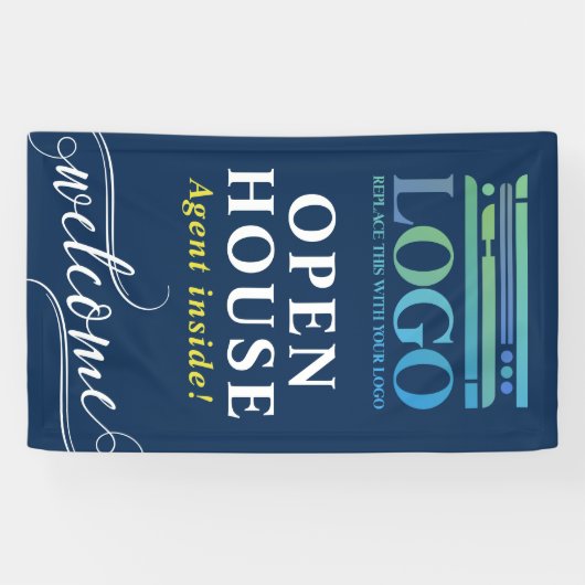 Empfang des Deep Blue Open House Realtor Logos Banner (Horizontal)
