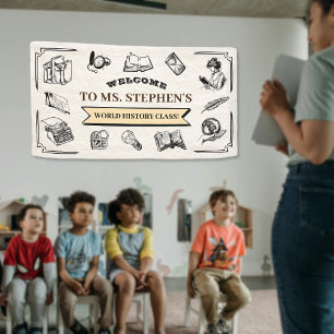 Empfang des Vintagen Geschichtslehrers im Klassenz Banner