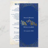 EMPFANG DINNER MENU Mini Goldmedaille Konfetti bla Menükarte (Vorne/Hinten)