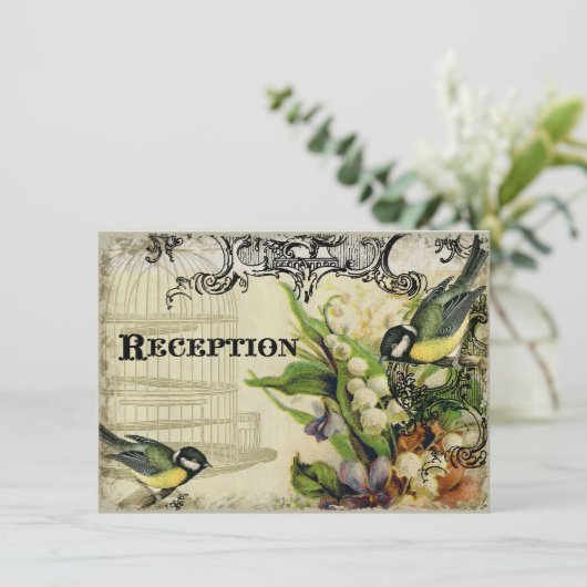 Empfang Einladung, Gelbe Vogelkäfig Begleitkarte (Stehend Vorderseite)
