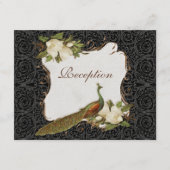 Empfang Einladung Vintagen Pfau & Magnolia Swirl (Vorderseite)