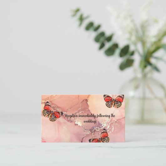 Empfang-Einschließkarte mit Schmetterlingen Begleitkarte (Stehend Vorderseite)
