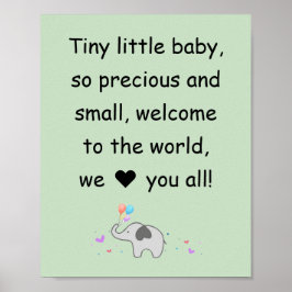 Empfang, Elefant, Wanddekoration zum Kinderzimmer Poster