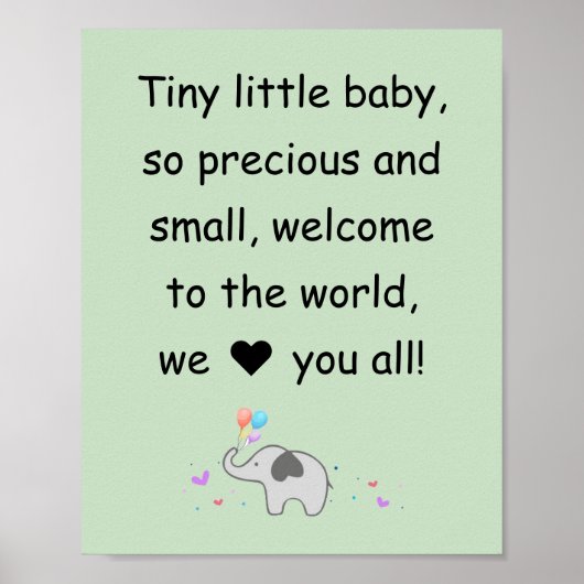 Empfang, Elefant, Wanddekoration zum Kinderzimmer Poster (Vorne)