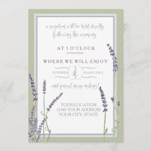 Empfang Französischer Lavendel Floral Moderne Typo Einladung