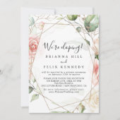 Empfang für geometrische goldgrüne Foliage Einladung (Vorderseite)