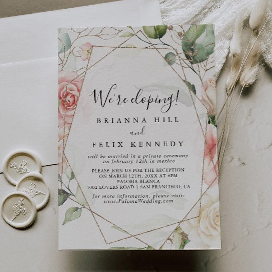 Empfang für geometrische goldgrüne Foliage Einladung