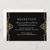 Empfang für Hochzeiten in Schwarz und Gold Einladung (Vorne/Hinten)