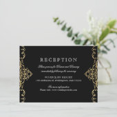 Empfang für Hochzeiten in Schwarz und Gold Einladung (Stehend Vorderseite)