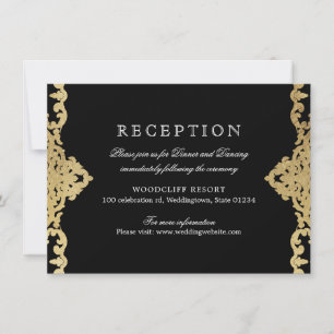 Empfang für Hochzeiten in Schwarz und Gold Einladung