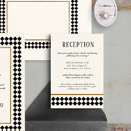 Empfang für Schwarz-Gold-Checkerboard-Grenzen Begleitkarte